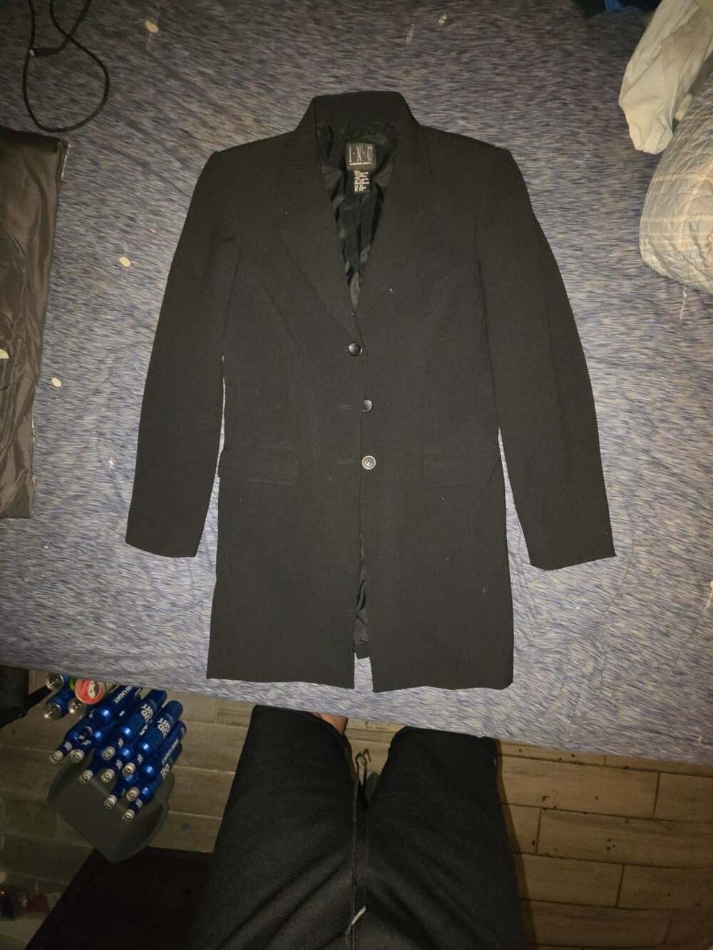 I-N-C International Concepts Longline Blazer Size 10 Black Wool Blend